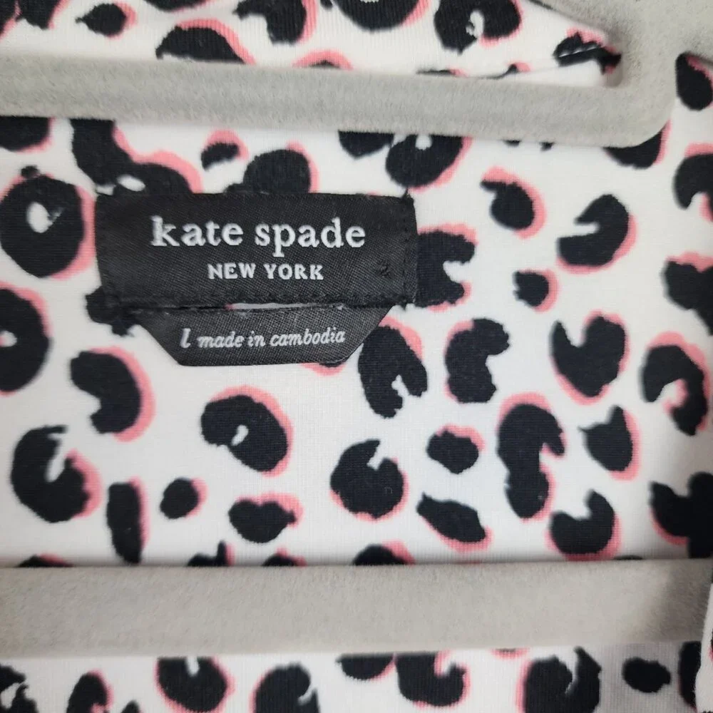 Kate Spade New York pajama top sz L women animal leopard print loungewear